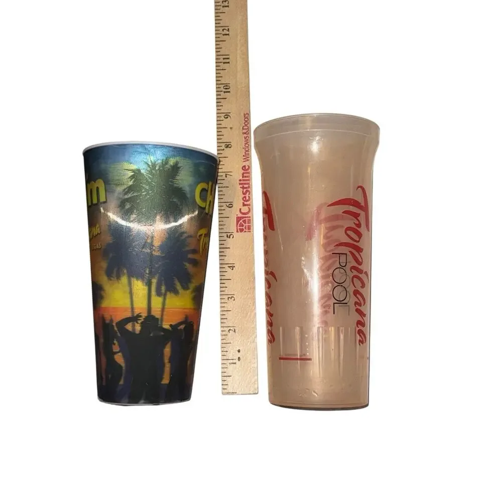 Tropicana Las Vegas Chill’m Souvenir Cup + Tropicana Pool Plastic Tumbler Casino